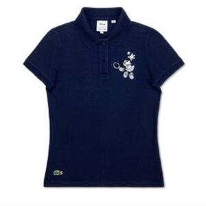 LaCoste Disney Minnie Mouse Embroidered Navy 100%Cotton Pique Top Size 4yrs